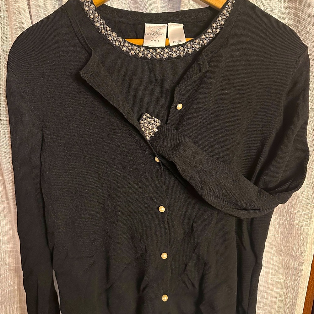NWOT Emma James Cardigan and Sleeveless Sweater Set Beaded Jeweled sz PL/PM
